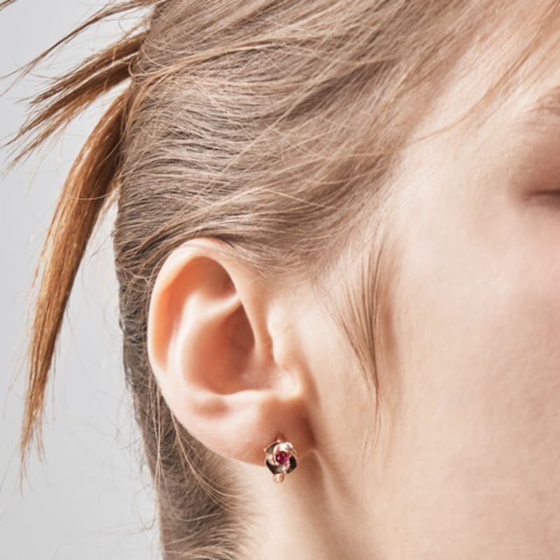 ELLE Schmuck 14K GF Einfache Rubinblume One-Touch Ohrringe ELGPEE523