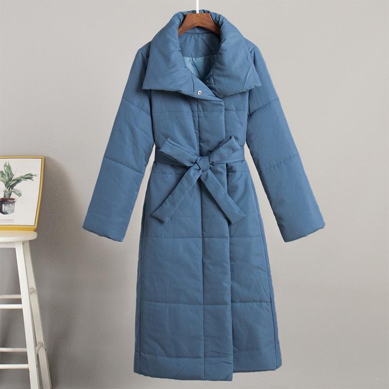 Winter Oversized Warm Long Cotton Padded Coats Women Loose Belt Quilted Parkas Jackets Thicken  Lace Up Single Breasted Overcoat