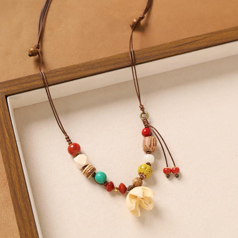 Colier original design plantă fruct ghindă împletită lanț lung literar pentru pulover accesorii pentru femei