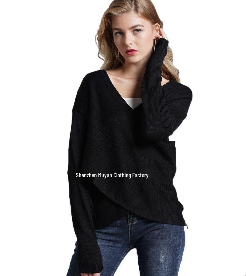 Plus Size Women's Autumn/Winter OL Cross-Stitch Knitted Sweater - Fashionable and Elegant