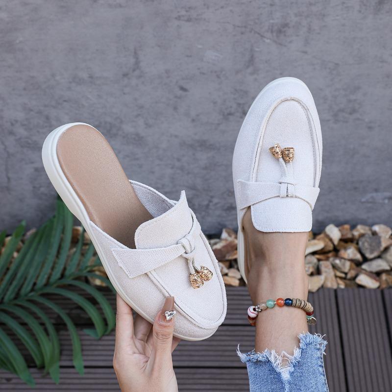 Women's Spring New Women's Wrap Head Half Drawback Wearing One Pedal Muller Lazy Shoes Casual Half Drawback
