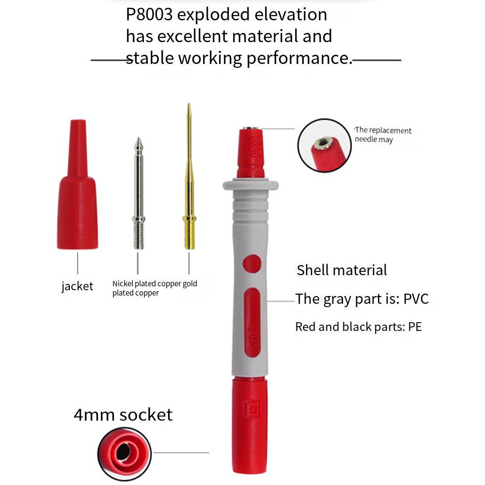 1set P8003 Multimeter Probe For Electrical Testing Replacement Gold Probes Home Repairs Electrical Tools Probe Spare Parts