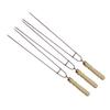 ZISIZ Wooden Handle Stainless Steel BBQ U-Fork