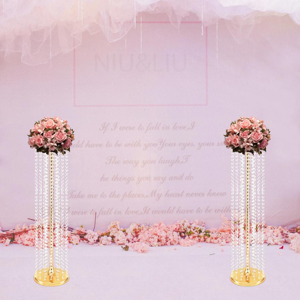 2 Pcs 35.4inch Tall Wedding Centerpieces Flower Vases Acrylic Crystal Gold Vase Metal Flowers Stand