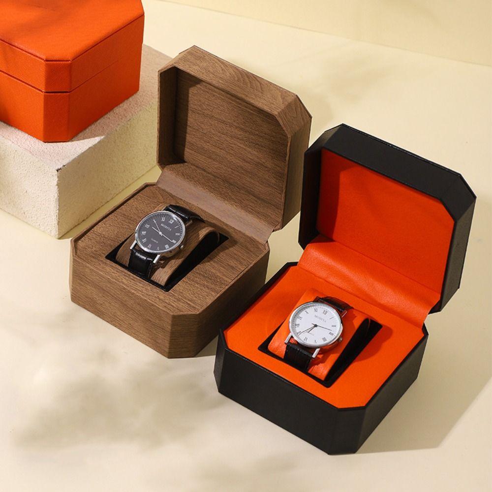PU Leather Single Watch Storage Box Protective Travel Jewelry Organizer for Men Gift