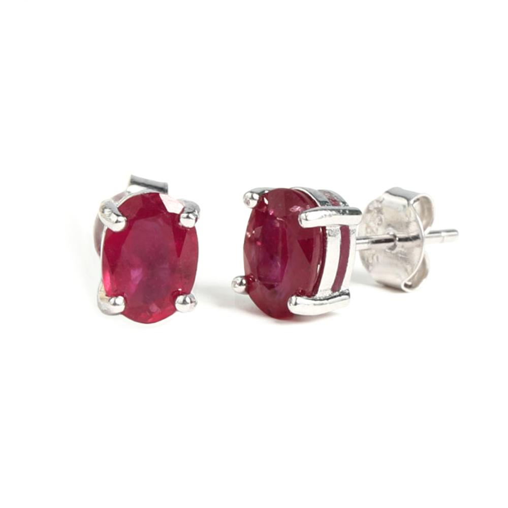 Simple Design 925 Sterling Silver Stud Earrings Natural Filled Ruby Oval 5*7mm Real Gemstones Fine Jewelry for Women's Birthday Gift