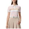 Fila Golf Series Striped Comfortable Fashionable Easy Soft Short Sleeve Polo Shirt Women Tops Pink A11W525404F