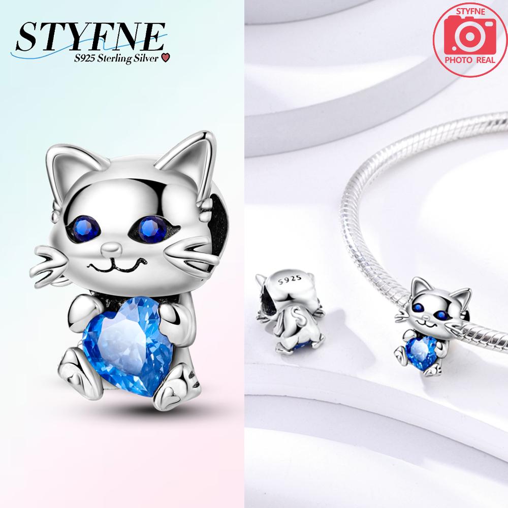 Original 925 Silver Bracelet Women Jewelry Diy Childish Fine Gift Charms Beads Pink Claw Bones Running Dog Pendant Heart Beads