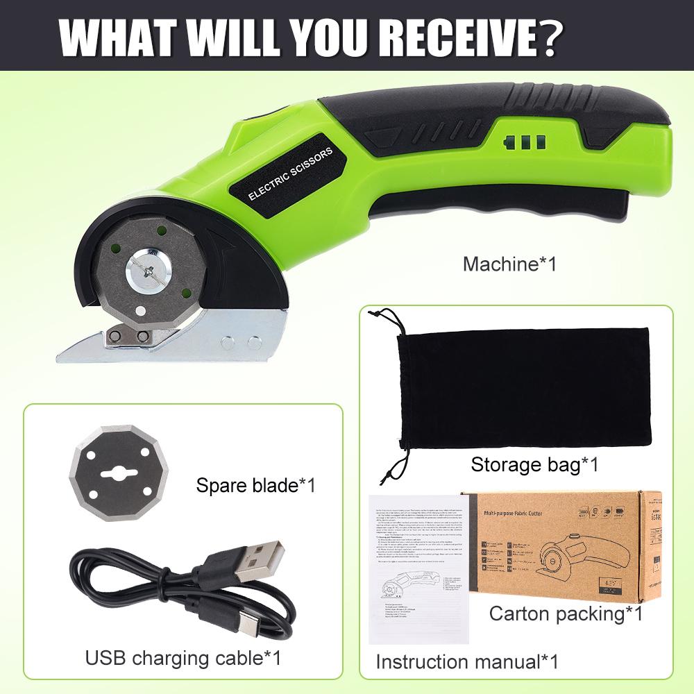 

2000mAh Electric Cutting Machine Set Circular Knife Electric Lithium Battery Scissor USB Charging Quick Cutting FabricLeather