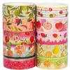 Fruit Pattern Masking Tape Set 10 Rolls Creativity Gold Foil Washi Womens Style Packaging DIY Crafts (Orchard)
