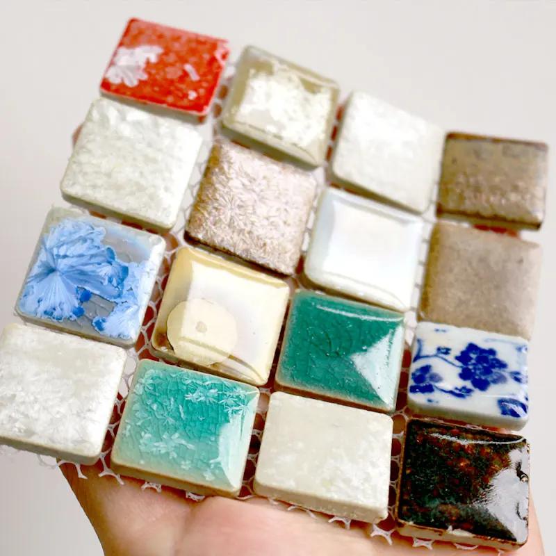 DIY Ceramic Mosaic Tiles Glass Leaf Petal Shape Handmade Ornaments Tiles Wall Crafts Crystal for Decorative Material Cerd01