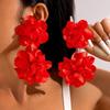 2 buc. Cercei lungi cu flori 3D simulate policrome, modă europeană, bijuterii pentru femei, fete, bijuterii proaspete cu flori mari pentru petrecere, sărbătoare