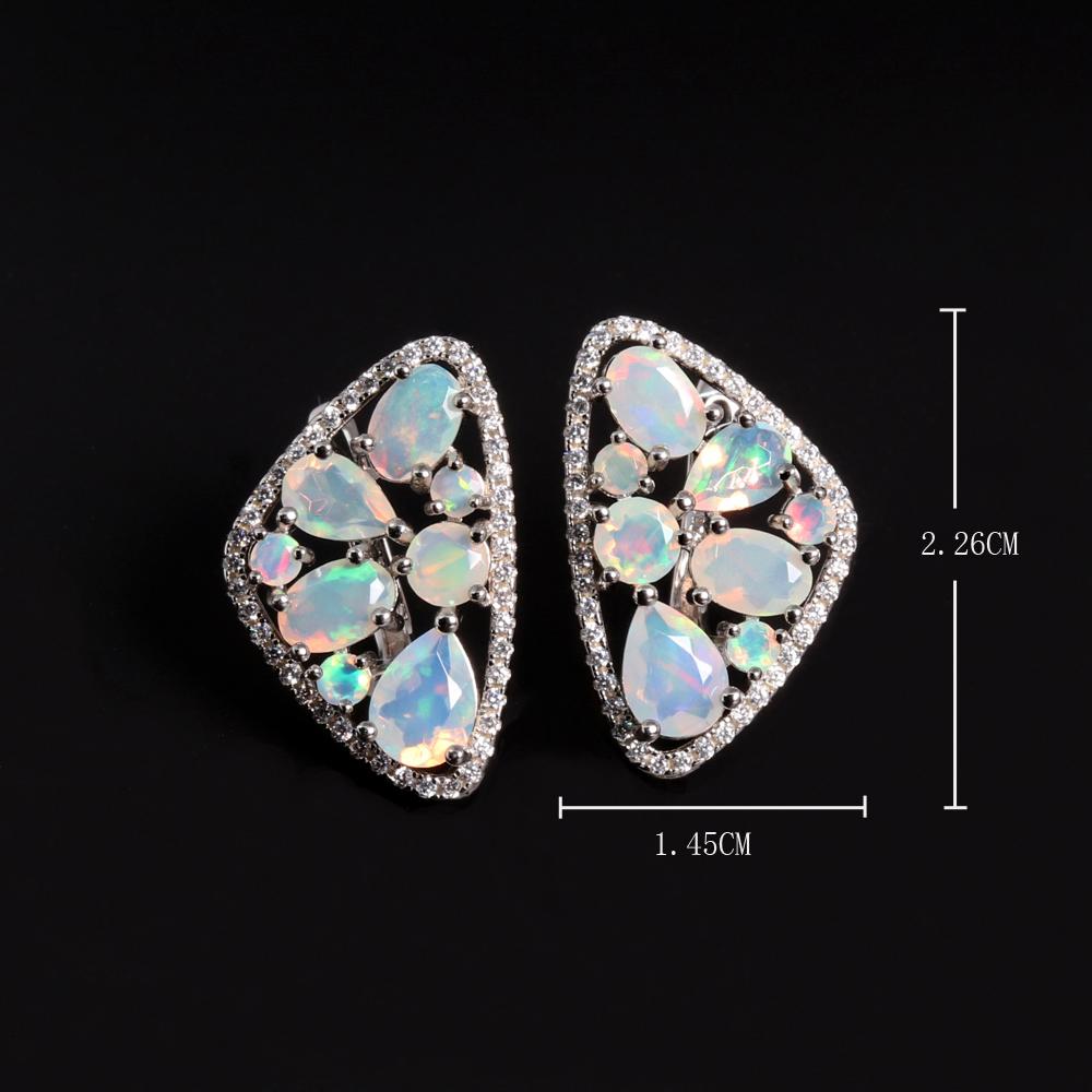 Cercei colorați, rari, piatră de naștere din octombrie, opal natural, cadou pentru aniversare și banchet pentru femei misterioși, eleganti, argint S925