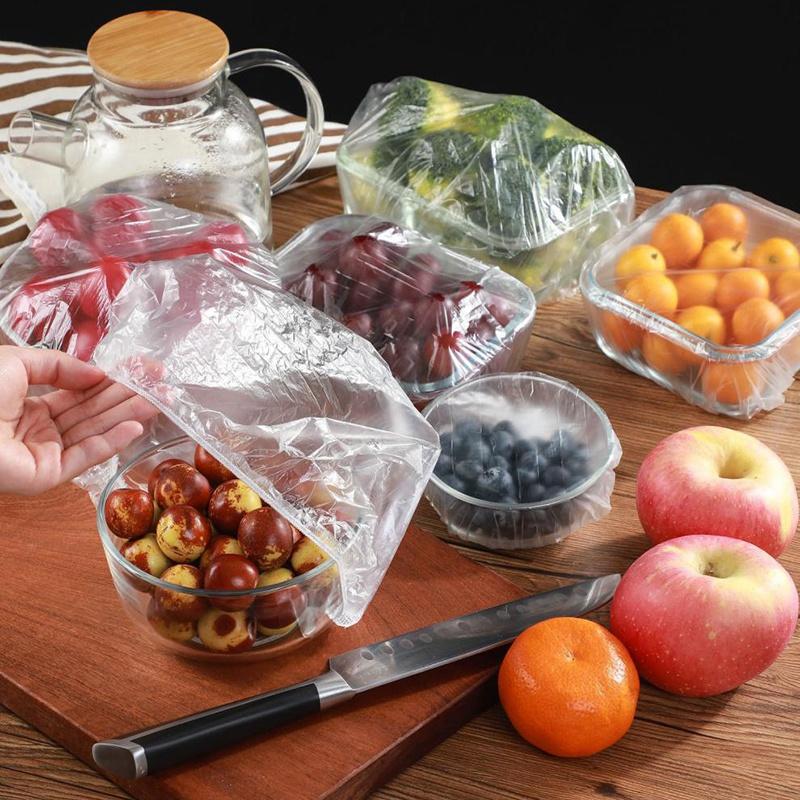 100pcs Disposable Food Wrap Storage Covers Bags for Bowl Elastic Plate Kitchen Fruit Fresh-keeping