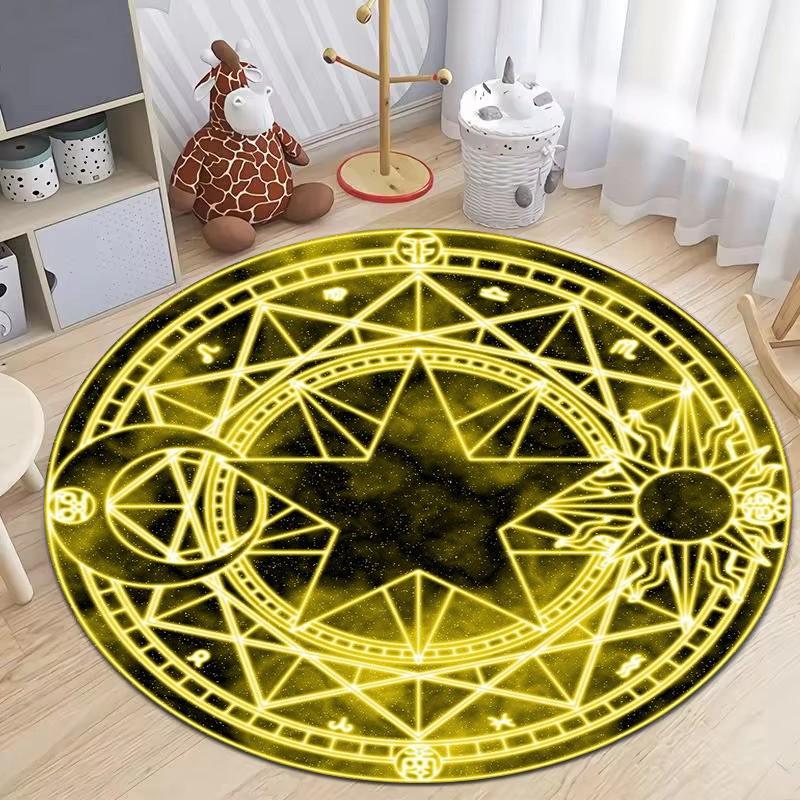 Tarot Fortune Telling The Five Pointed Circle Carpet Moon Round Rug for Living Room Bedroom Fullmetal Alchemist Chair Floor Mat
