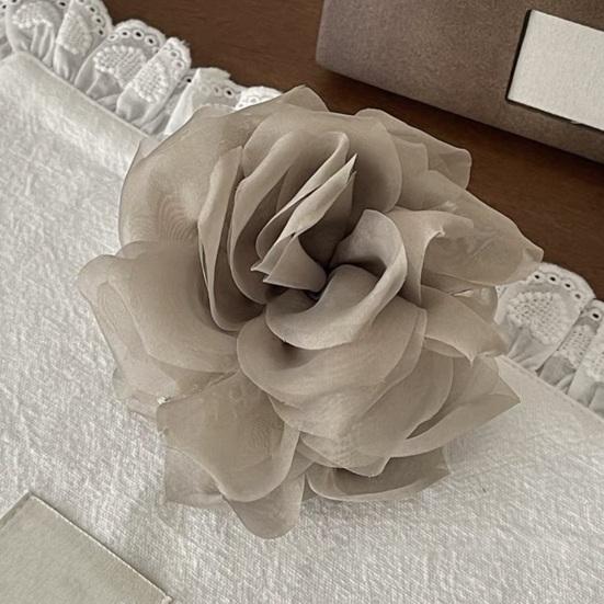 Hair Claw Mesh Yarn Texture 3D Flower Design Large Shark Hair Clip Versatile Daily Date Hair Accessory