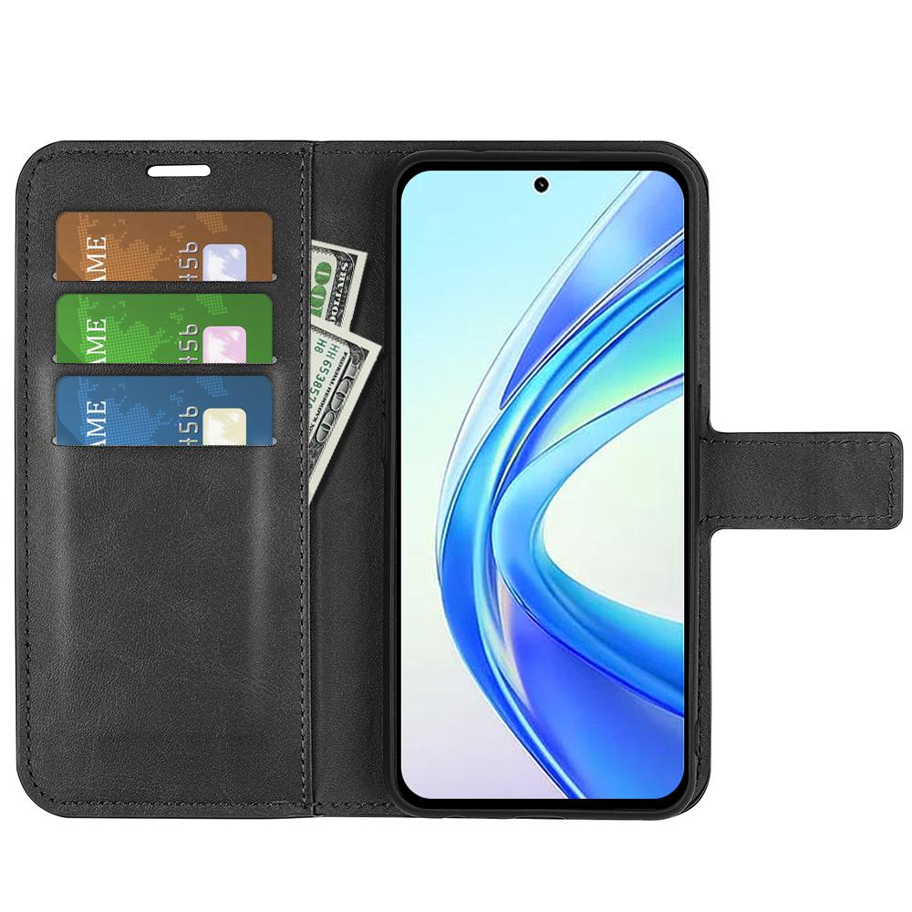 

For Honor X7b 4G/90 Smart Wallet Phone Case Magnetic Closure PU Leather Flip Cover Black