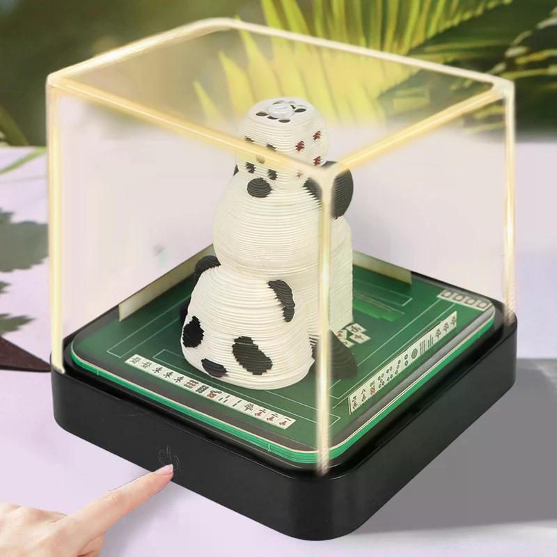 

2026 Desk Calendar With LED Light Mahjong King 3D Tear-away Calendar Paper Carving Art Memo Pad Notepad Gift Desktop Decoration 1pc