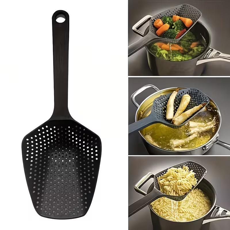 Stainless Steel Kitchen Slotted Spoon Strainer Multifunction Cooking Spoon with Filtering Holes Oil Draining Scoop for Frying Hot Pot