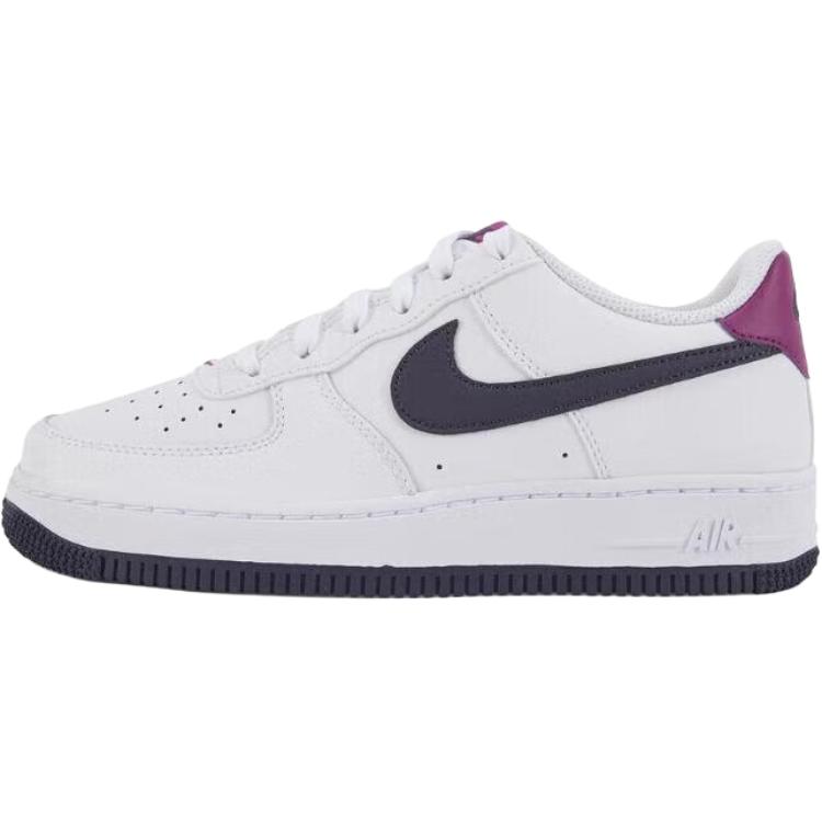New Nike Air Force 1 Anti Slip Wear Resistant Low Top Kids' Skateboarding Shoes White/Black/Purple FV5948-111