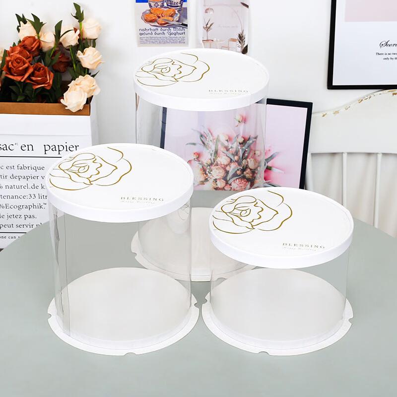 

Gold Flower Transparent Cake Box, 10-inch (5 Sets)