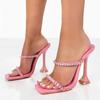 Summer rhinestone high-heeled slippers square head fashion cool slippers