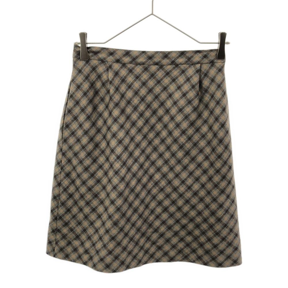 FOXEY Made In Japan Wool Check Pattern Mini Skirt 40 Brown Women Used