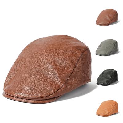 British Style Leather Cap Men's Beret Winter Forward Cap Peaked Cap Newsboy Caps for Men Driver Ivy Hat Gatsby Painters Hats