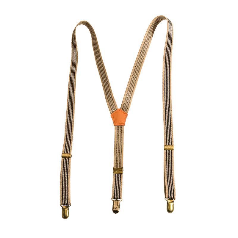 Unisex Elastische Gestreifte Rutschfeste Hosenträger mit Drei Clips