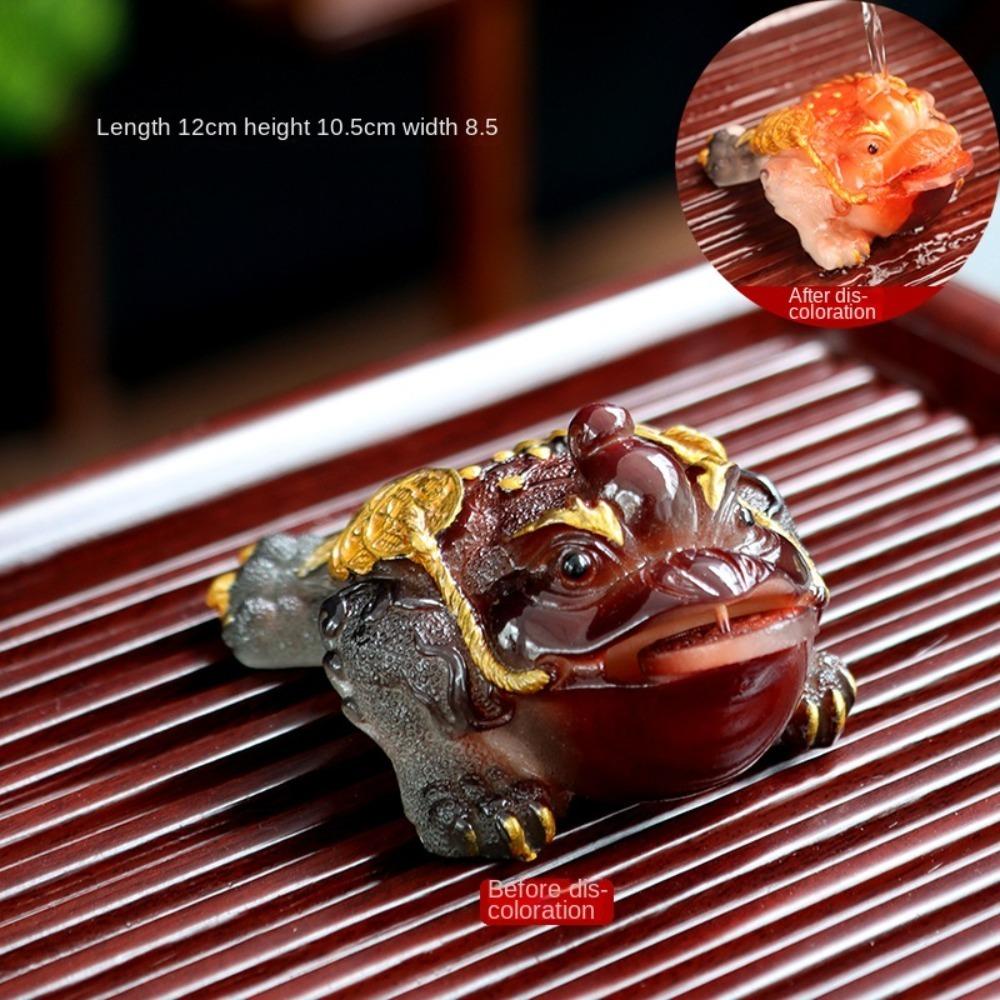 Resin Color Changing Tea Pet Gold Raise Golden Toad Cute Lucky Water Tea Pet  Tea Table Decoration