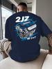 Motor Neues Herren Grafik T-Shirt 2JZ NORST Motor Rückendruck Marineblau Lässiges Kurzarm-T-Shirt Atmungsaktives Rundhals Sommer Oberteil