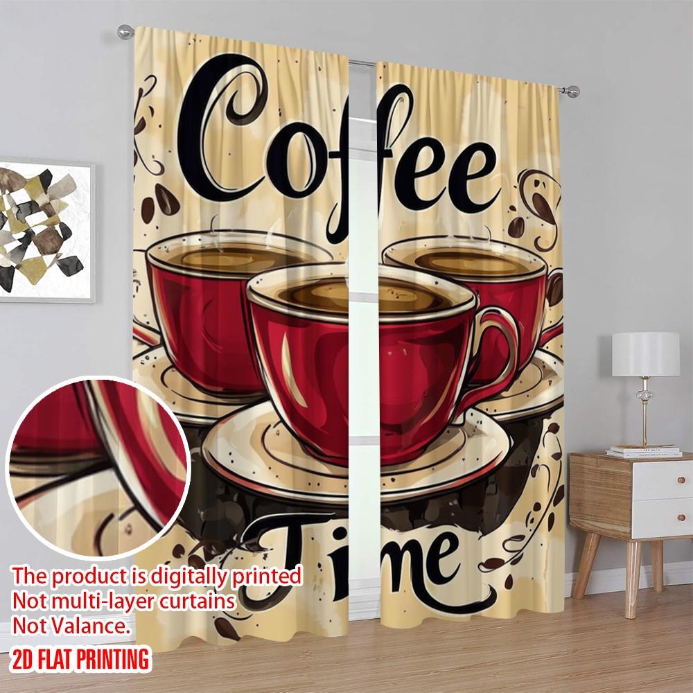 2 Stück, 2D-Flachdruck Vorhang Beliebt Morning Brew 100% Polyester (ohne Stange) Art Deco Festlich Perfekt für Wohnzimmer,