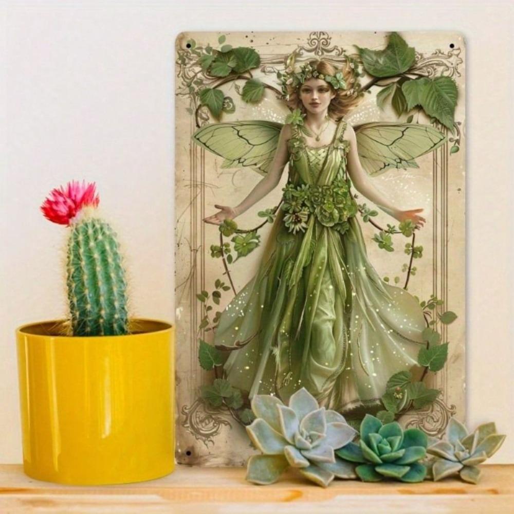 Retro Metal Wall Art Forest Elf 20x30cm Vintage Fantasy Home Decor Picture for Bedroom Living Room