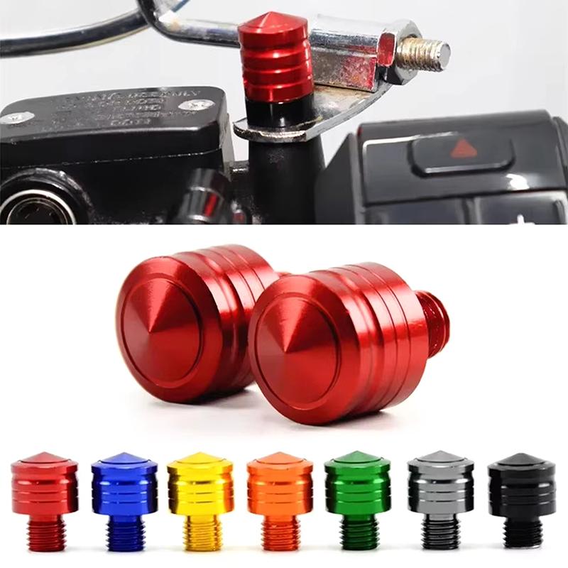 2Pcs Motorcycle Anti-Rust Cnc Aluminum M10 Rear View Mirror Hole Plugs Screws Rearview Mirror Holder Moto Accessories