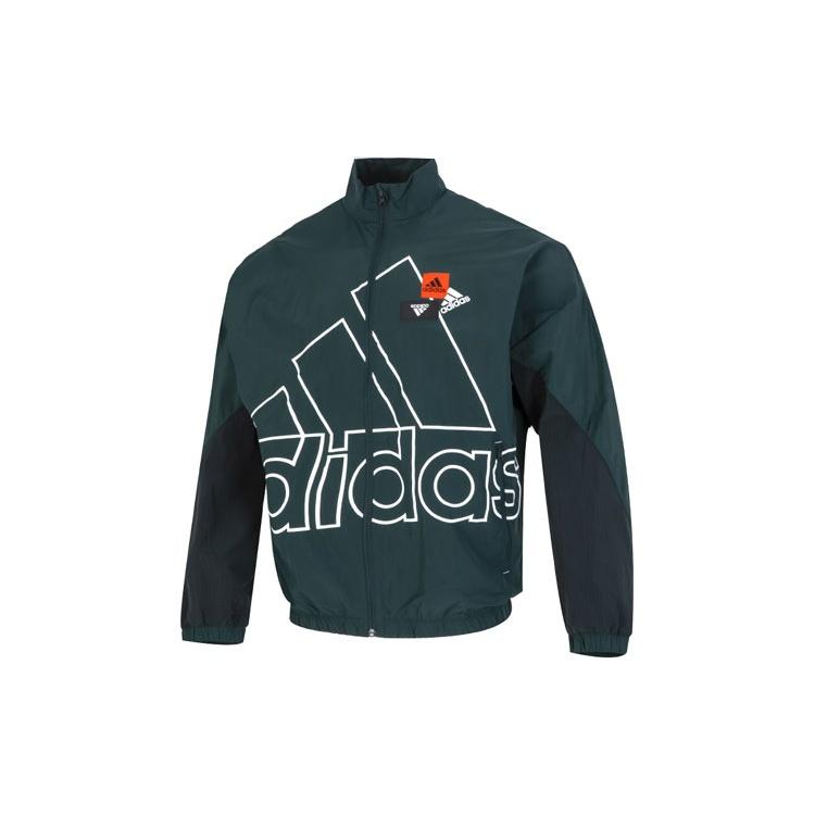 Men s adidas Mh Bp3 Wvjkt Athleisure Casual Sports Logo Stand Collar Woven Jacket Autumn Dark Green HP1435 L