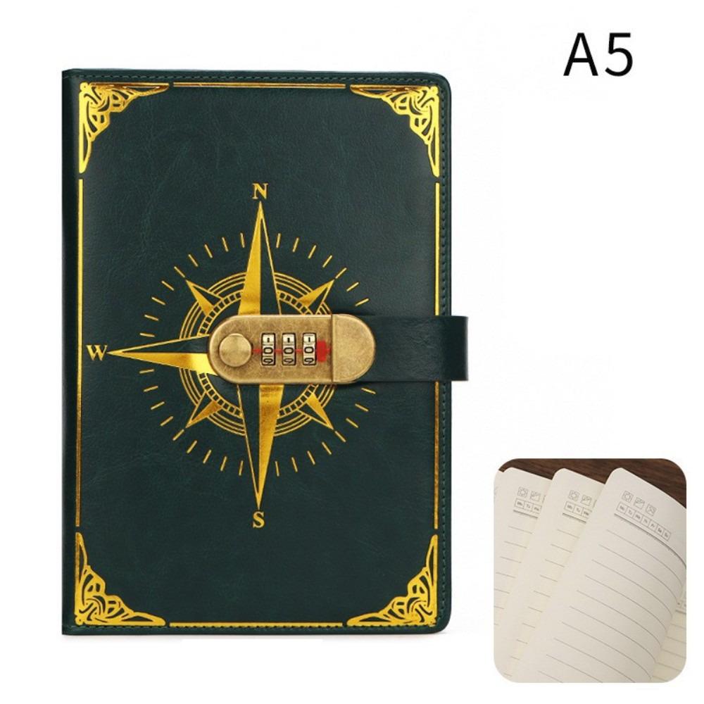 Diary Password Lock Notebook A5 Vintage Codebook Creative Retro Notebook  Student