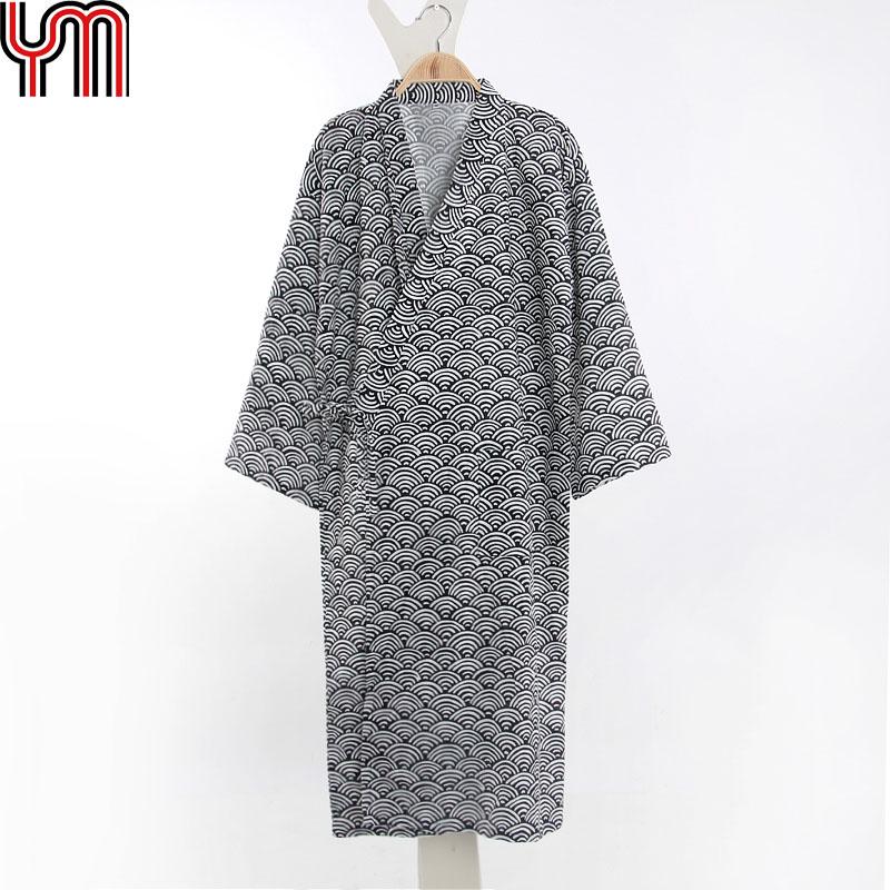 Buy Men's Japanese Bathrobe Cotton Long Sleeve Robe Night Gown at