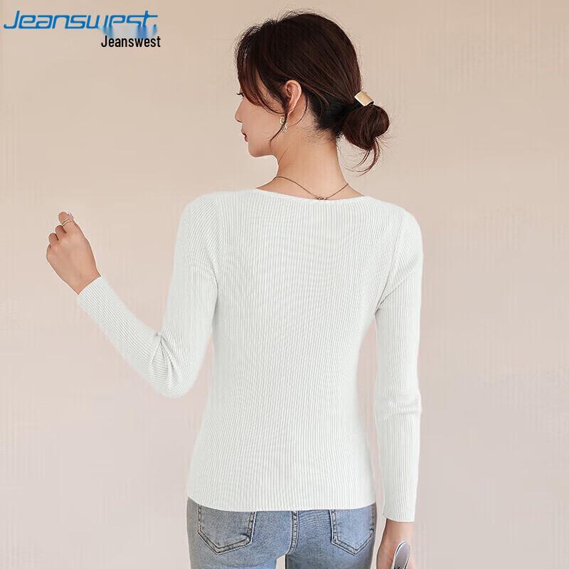 JEANSWEST Women's Slim V-Neck Long Sleeve Knit Top