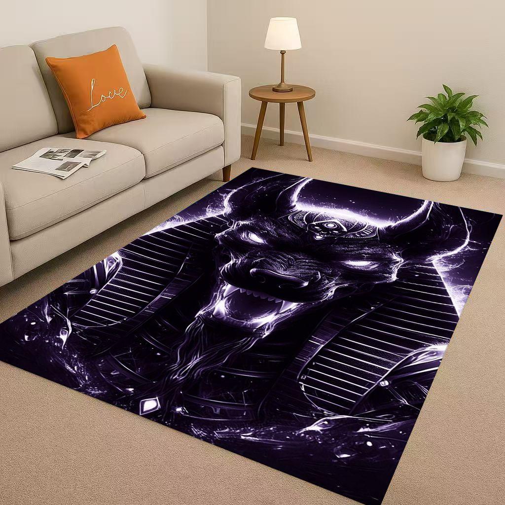 3D Dead God Anubis Pharaoh Ancient Egypt Cartoon Living Room Non-Slip Area Rug Carpet for Bedroom Playroom Sofa,Home Doormat