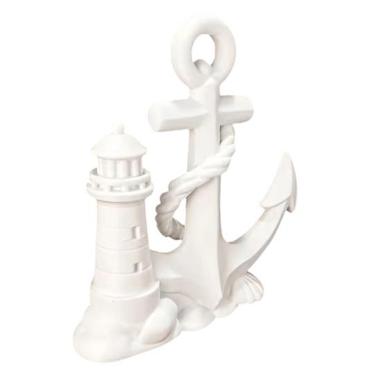 3D-gedruckte Leuchtturm- und Bootsstatue, Nautische Schreibtischdekoration, Figur mit Meeresmotiv für Regal, Heimbüro Maritimes Geschenk