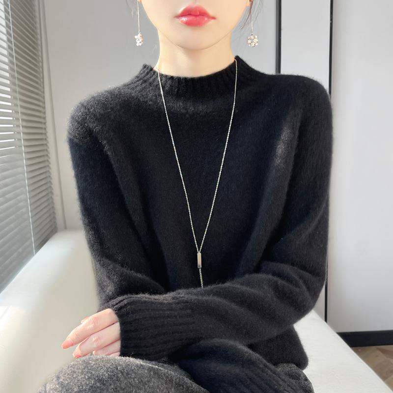 Women's Cashmere Sweater Qinghe Cashmere 30% Cashmere 70% Wool Autumn and Winter Pullover Warm and Fashionable