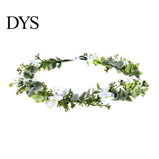 Green Leaf Hair Wreath Bridal Flower Crown Fairy Style Artificial Flowers Eucalyptus Forest Headband Chaplet Head for Weddings Beach Vacation