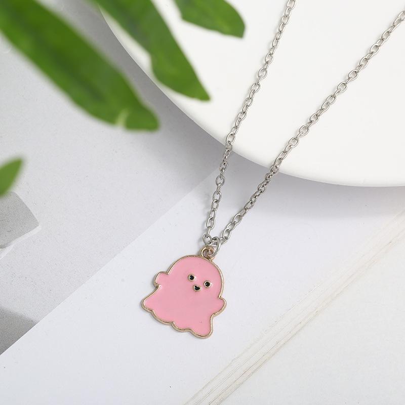 Cute Ghost Halloween Necklace Gift For Kids Lovely Girls Women's Small Chain Necklace Jewelry