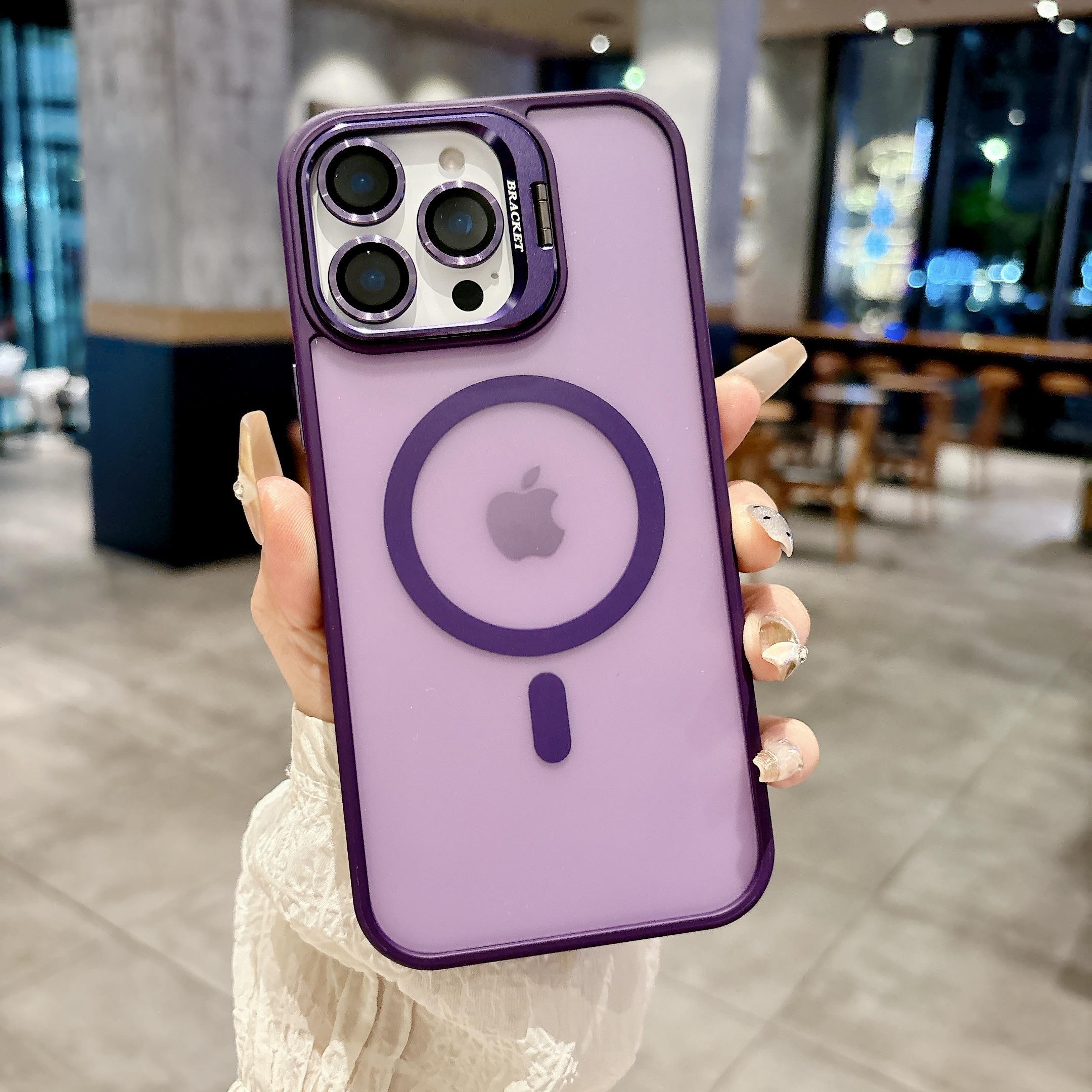 

Matte Transparent Solid Color Camera Lens Stand Magnetic Charge Bumper Phone Case For iPhone 17 Air 16 PM 15 Plus 14 13 12 11 Pro Max Protective Cover iPhone 16 Plus