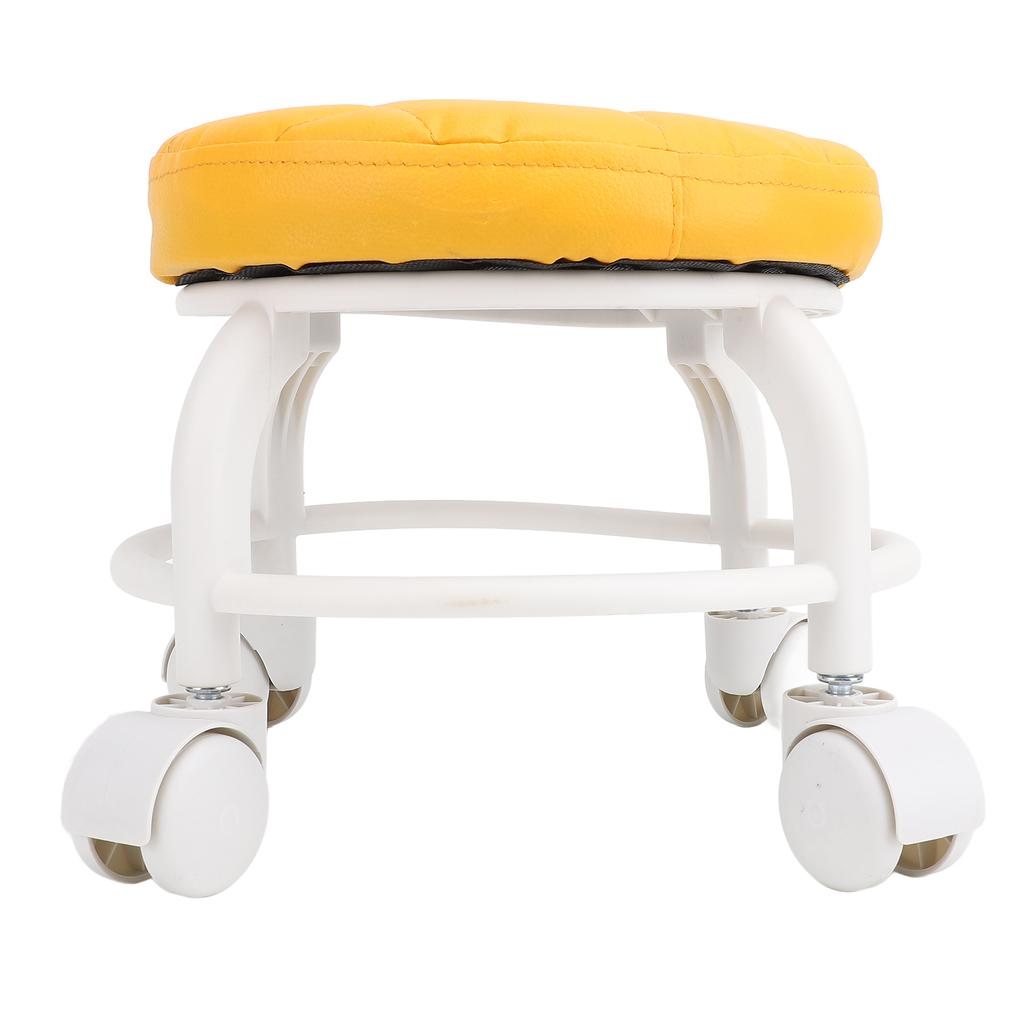 Tabouret bas pivotant en cuir PU avec roulettes silencieuses et siège à roulettes bas pour la maison