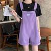 Women's Korean-Style Loose Denim Overalls - Slimming, Casual Wide-Leg Shorts 2025 Summer Collection