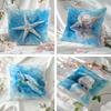 4Pcs Ocean Theme Cushion Covers 45X45Cm Contemporary Style Marine Life Print Throw Pillow Cases For Sofa Blue Sea Animals Design