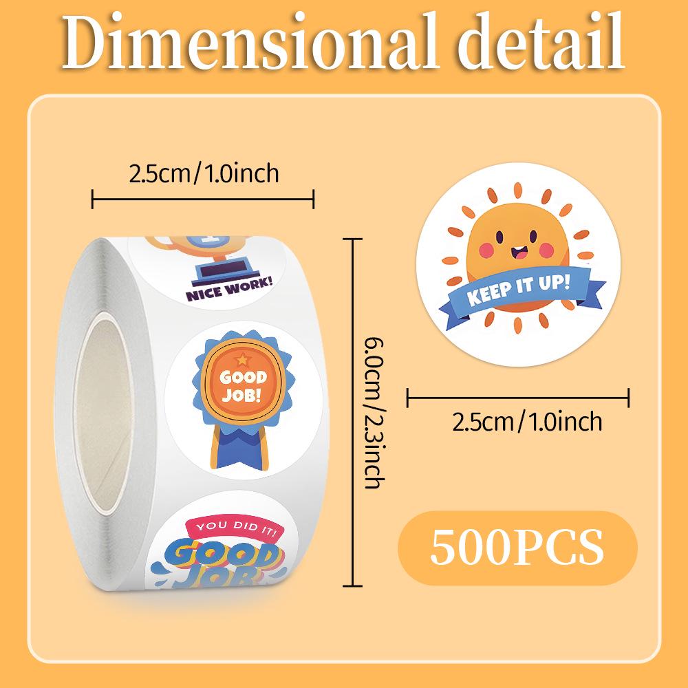 500-Piece Cross-Border English Reward Stickers: DIY Children’s Encouragement Die-Cut Roll