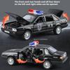 Scale 1:32 Santana Divo Police Car Model Toy Music Light Public Security 110 Supercar Doors Opened Alloy Diecast Models Boy Gift