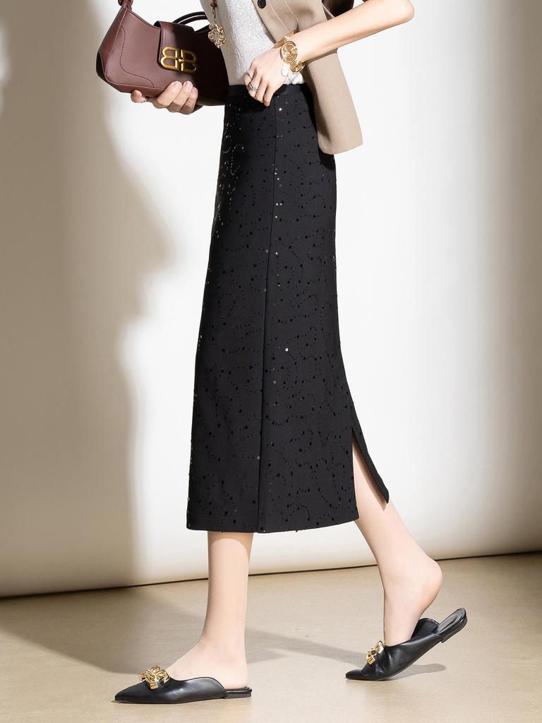Chic Sequined Pencil Skirt: 2026 Spring/Summer High-Waisted Slim Fit